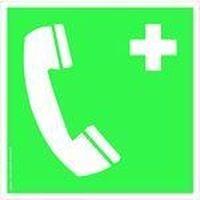 Set of 2 STANDARD adhesive pictograms Emergency telephone L 100 mm