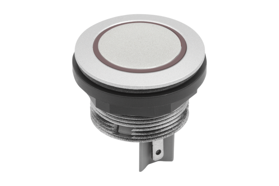 Bouton-poussoir avec anneau lumineux, version à encastrer, Ø 22,3 mm, raccordement par connecteur plat, compact