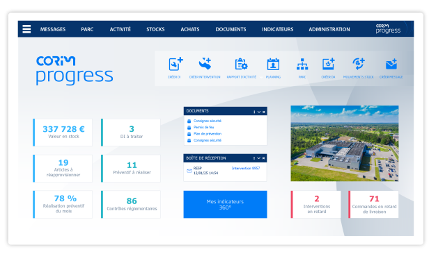 Logiciel GMAO Corim Progress, l'outil maintenance le plus adaptable et puissant du marché
