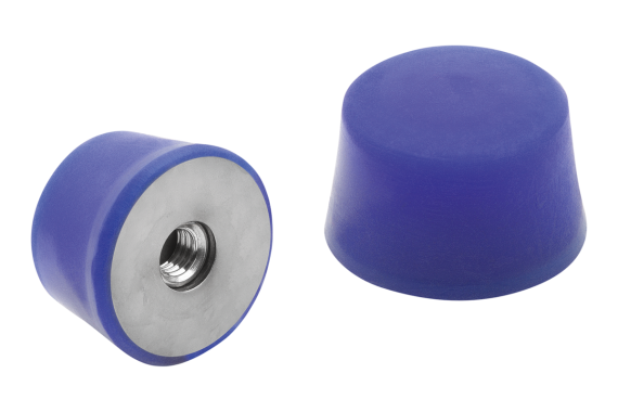 Stainless steel rubber stamp, EK type conical with blue thread, FDA compliant